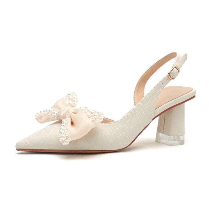 Dame elegante Slingback-hæle med dekorativ perlesløjfe Stilla