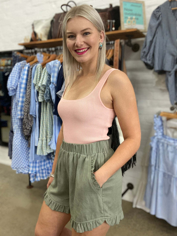 Kvinder Ruffle Hem Freizeitshorts Stilla