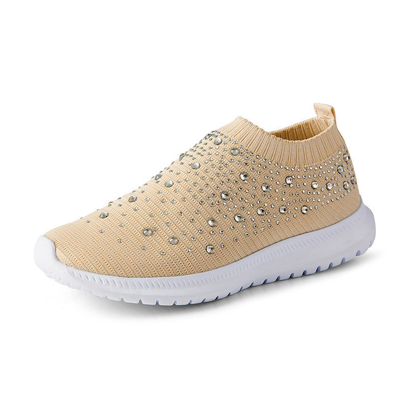 Dame Sneakers med funklende strass-accenter og elastisk overdækning Stilla