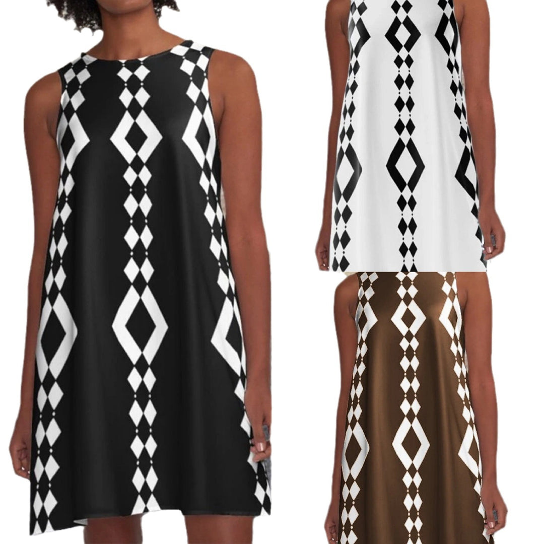 Dame Geometrisk Print A-Linie Kjole Stilla