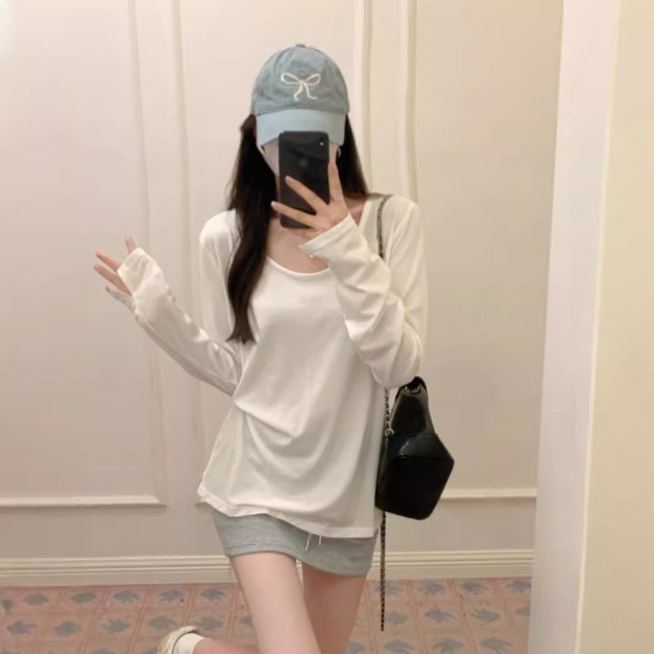 Dame Oversized Rundhalset Langærmet T-shirt Stilla