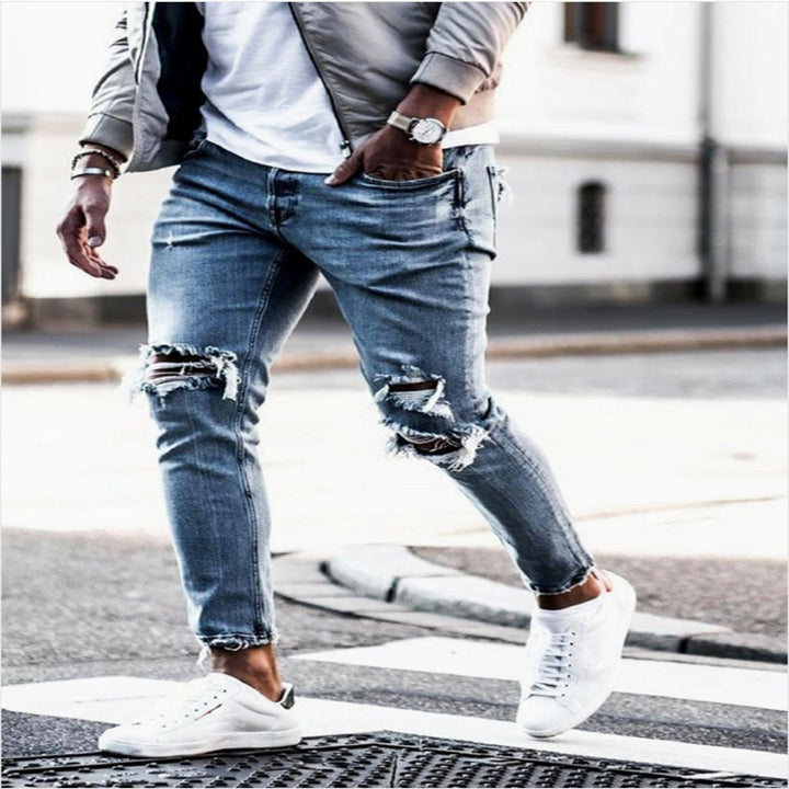 Herrer Revnet Denim Slim-Fit Jeans med modevask Stilla