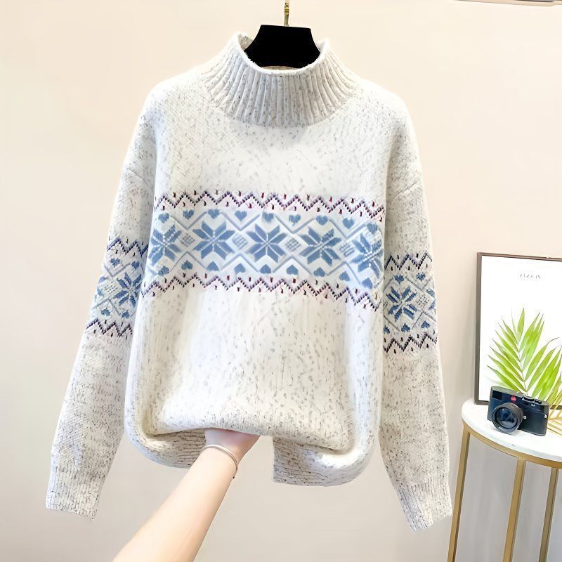Kvinderne hyggelige turtleneck sweater med nordisk mønster Stilla
