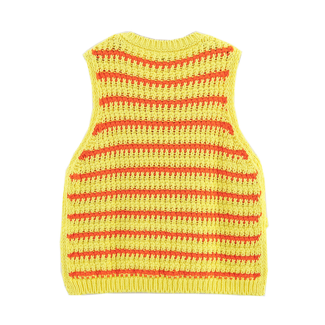 Femme Strikket Ærmeløs Crop Top med Stribemønster Stilla