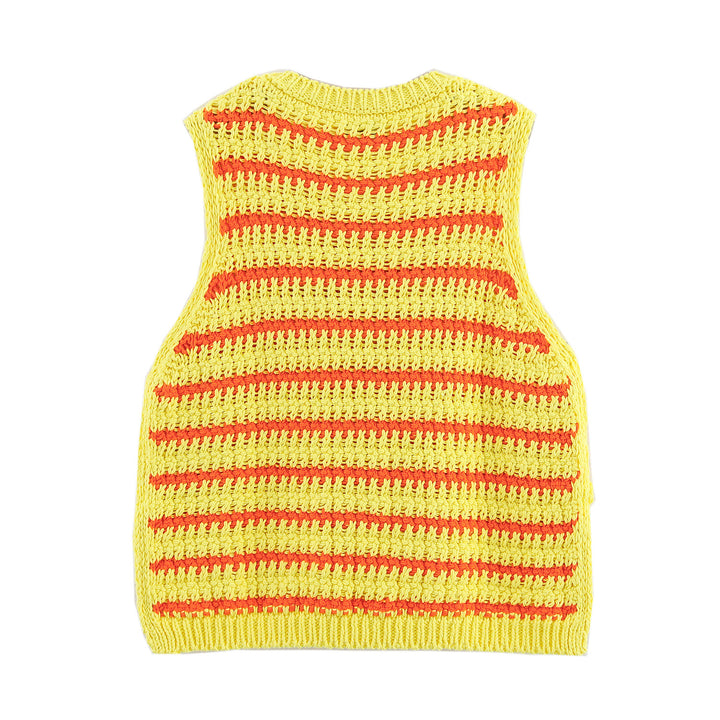 Femme Strikket Ærmeløs Crop Top med Stribemønster Stilla