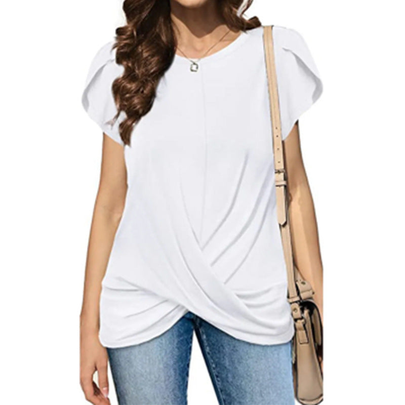 Dame afslappet T-shirt med elegant knude Stilla