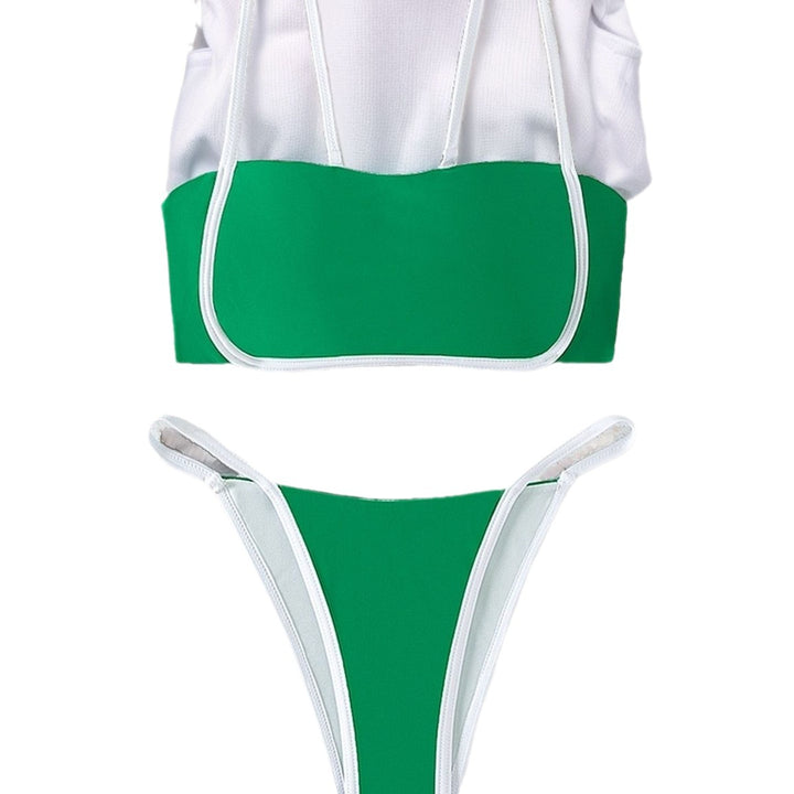 Dame Bandeau Bikini med høj benåbning og justerbare stropper Skovae