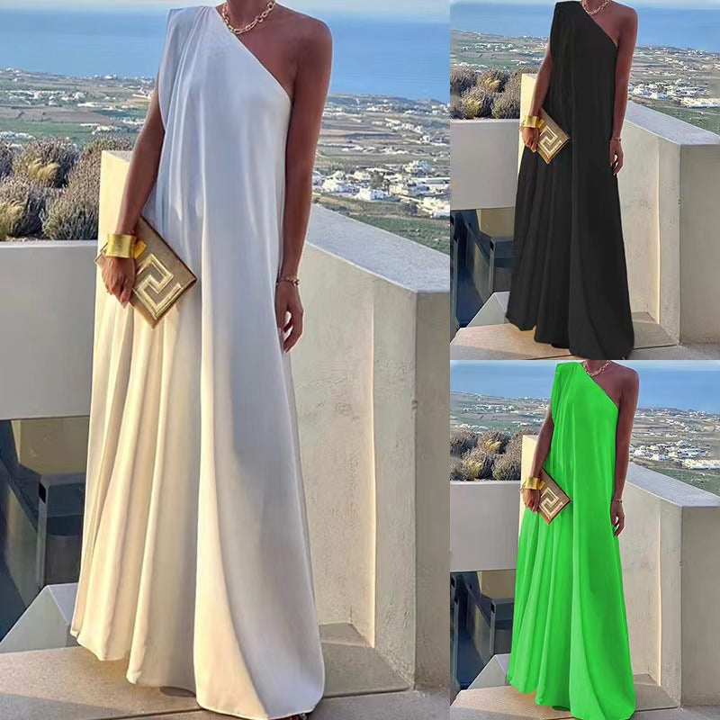 Femme Elegante Én-skulder Maxi Kjole Stilla