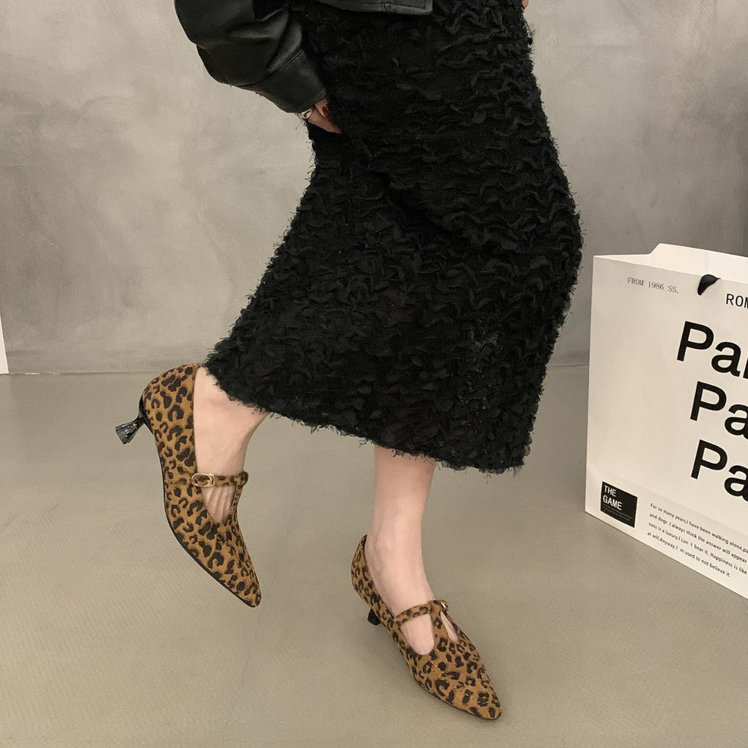 Dame Elegant Spids-Tå Slingback-Pumps med smart T-rem-design Stilla