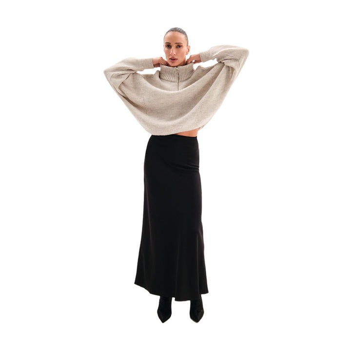Dame Oversized Pullover med høj krave og struktureret materiale Stilla