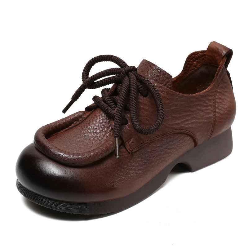 Dame vintage-inspirerede flade profil-snøre-Oxfords med struktureret læderoverdel Stilla