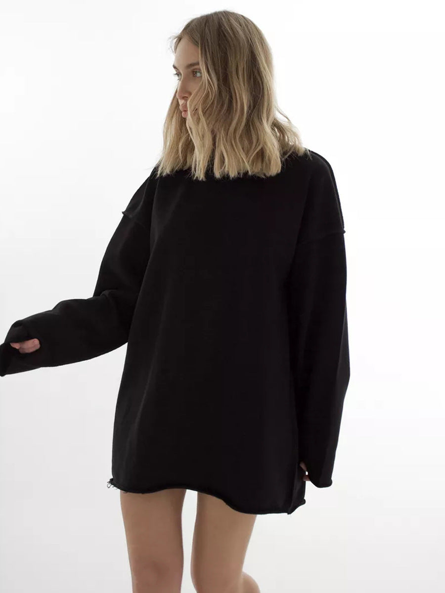 Kvinders afslappede oversized pullover med trendy detaljer og frynset kant Skovae