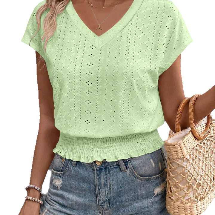 Dame Eyelet V-Udskæring Bluse Stilla