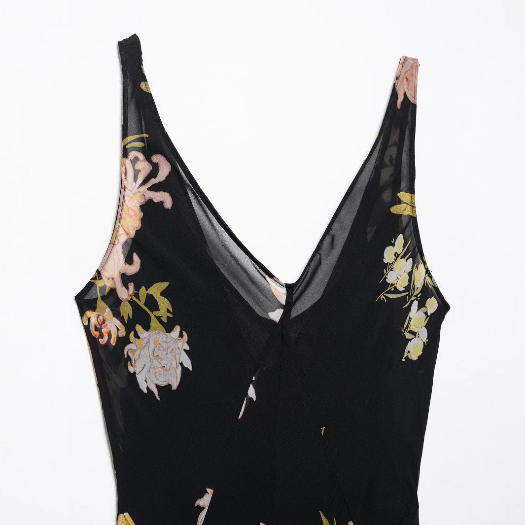 Femme Floral Maxi Kjole med elegant A-linje Silhuet Stilla