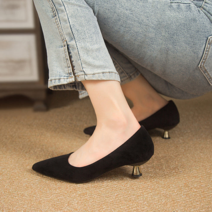 Dame spids Kitten-Heels med dyretryksdesign Stilla