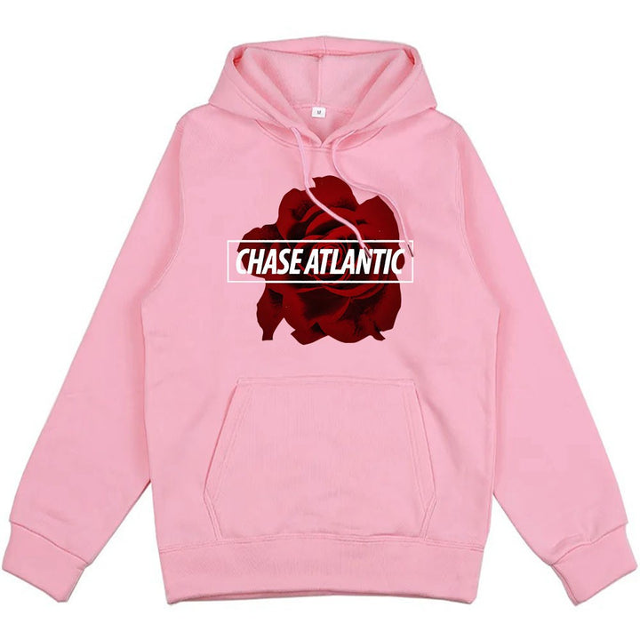 Dame hoodie med romantisk rose design Skovae