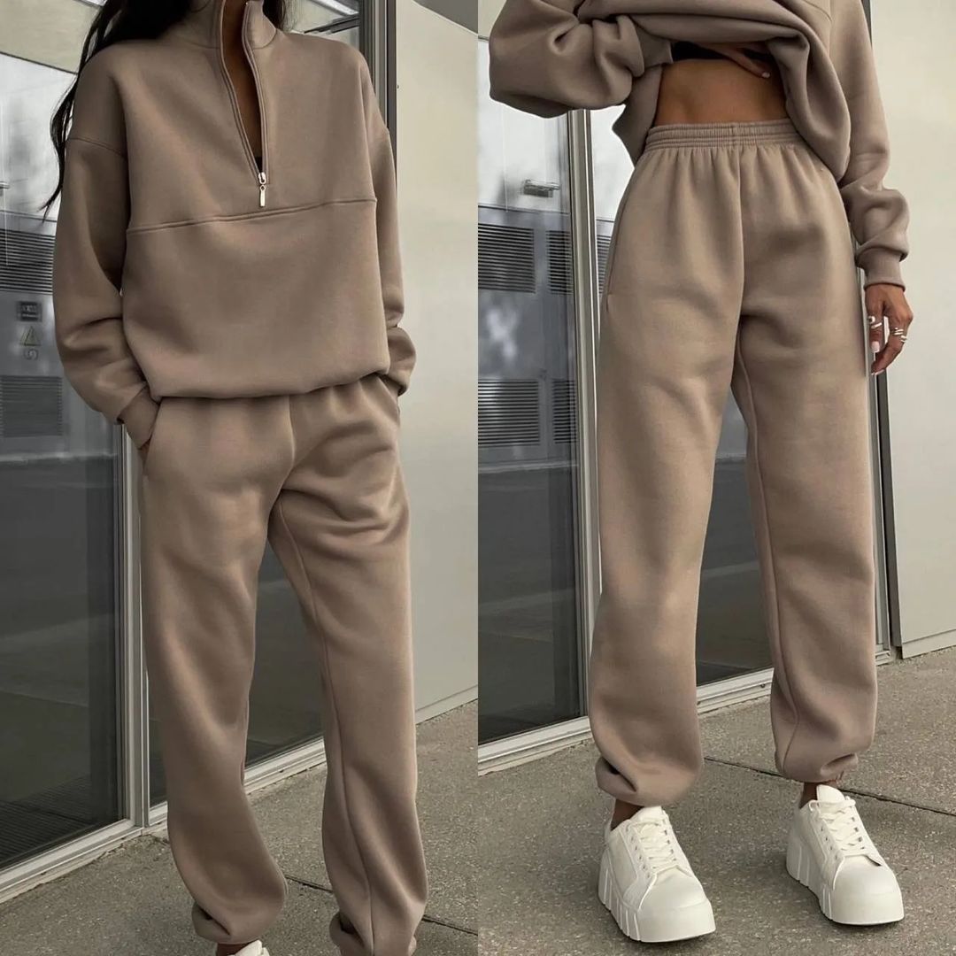 Kvinders sweatshirt og joggingbukser sæt med moderne høj krave Skovae
