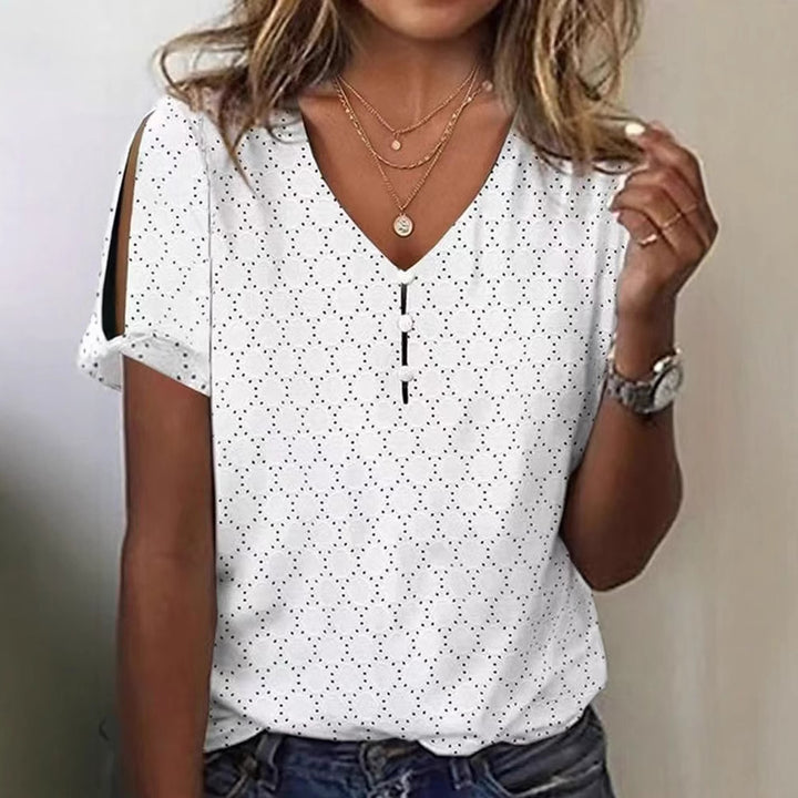 Dame Glitrende V-Pullover Bluse Skovae