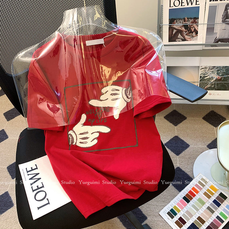 Dame T-shirt med kreativ håndgrafikdesign og afslappet pasform Stilla