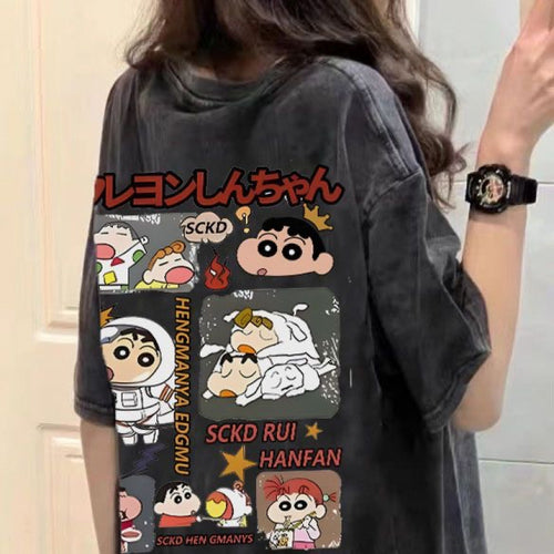 Dame T-Shirt med kreativt tegneserieprint Stilla