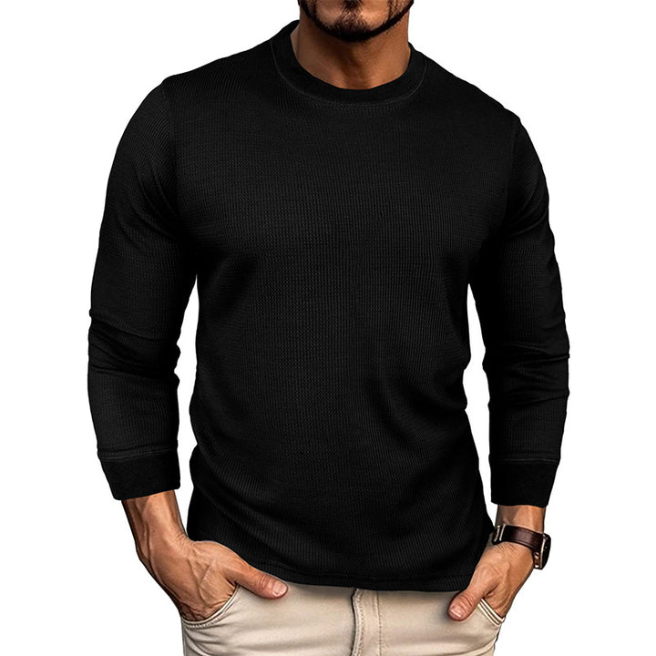 Herrer Langærmet T-shirt med struktureret design og behagelig rundhalset udfoldning Stilla