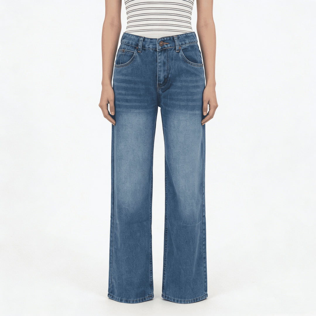 Dame loose Denim-bukser med høj talje og afslappet snit Skovae