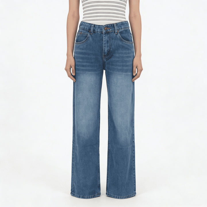 Dame loose Denim-bukser med høj talje og afslappet snit Skovae