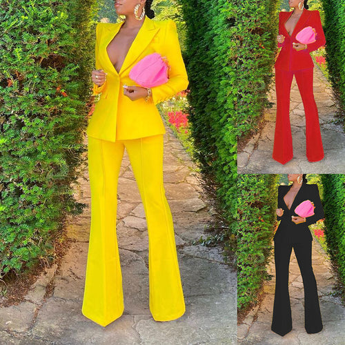 Dame Elegant sæt med figursyet blazer og løs pasform Stilla