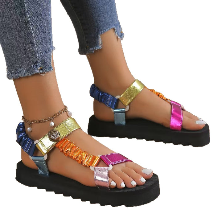 Dame Trendy Sandaler med elastiske Remme og moderne Farvedesign Stilla