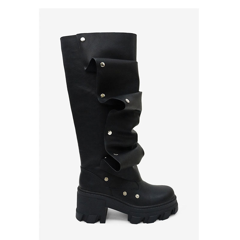 Femme dekorative Over-the-Knee Slouch-Støvler med Nitte-detaljer Stilla