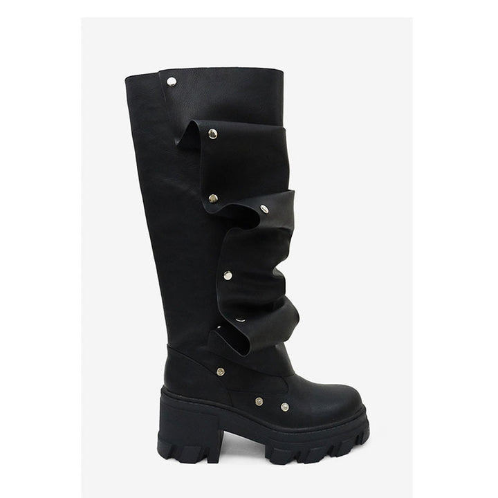 Femme dekorative Over-the-Knee Slouch-Støvler med Nitte-detaljer Stilla