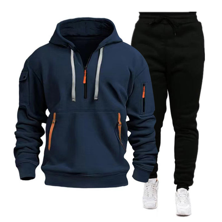 Herrer sporty fleece-sæt med moderne lynlås og praktiske lommer Stilla