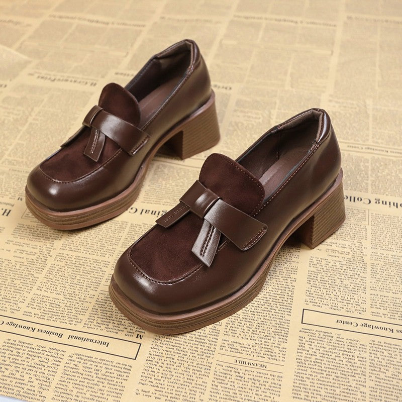 Dame Chunky Heel Mary Jane Mules med Sløjfe-Detail Stilla