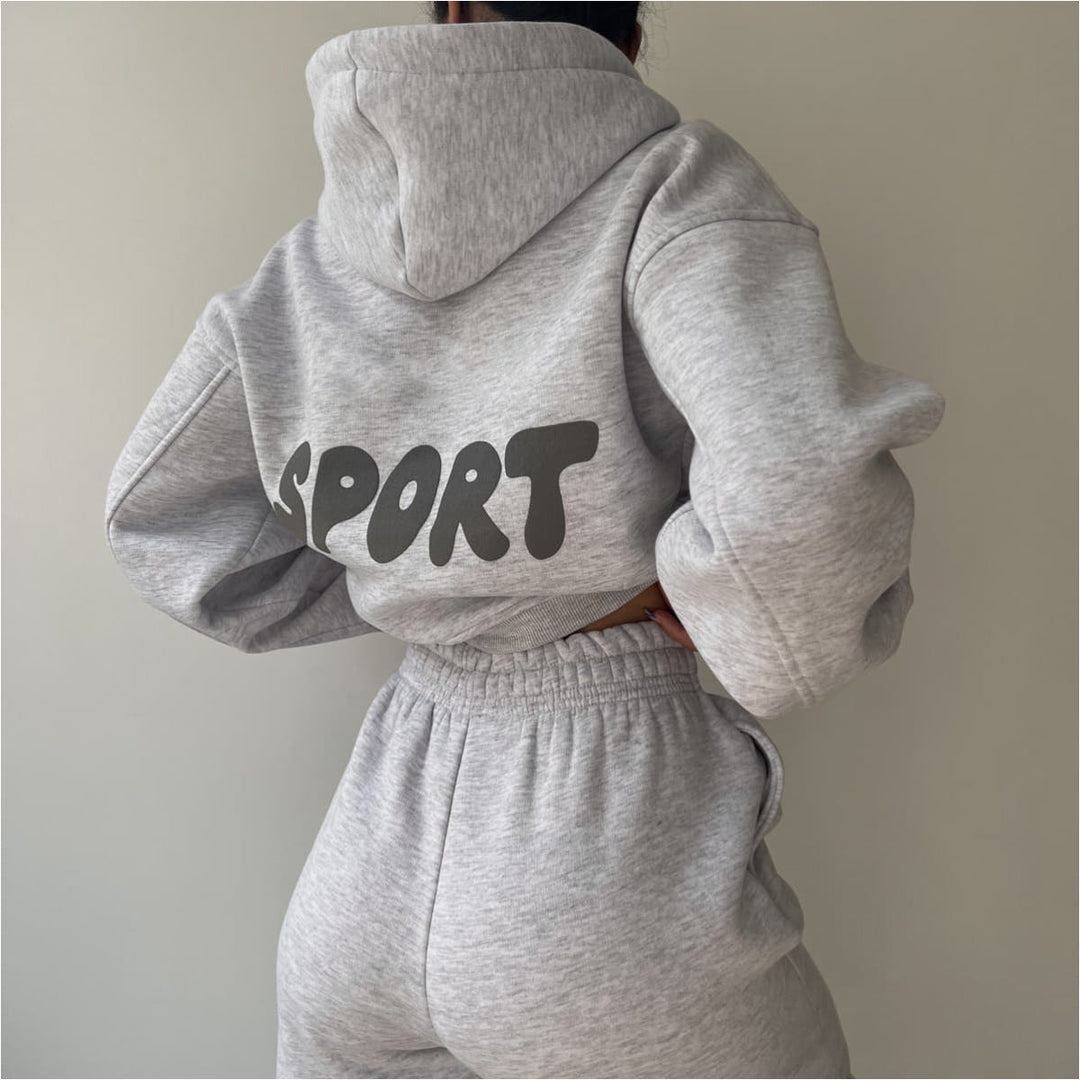 Stilla | Trendy Hættetrøje Print Sports To-delt Sæt