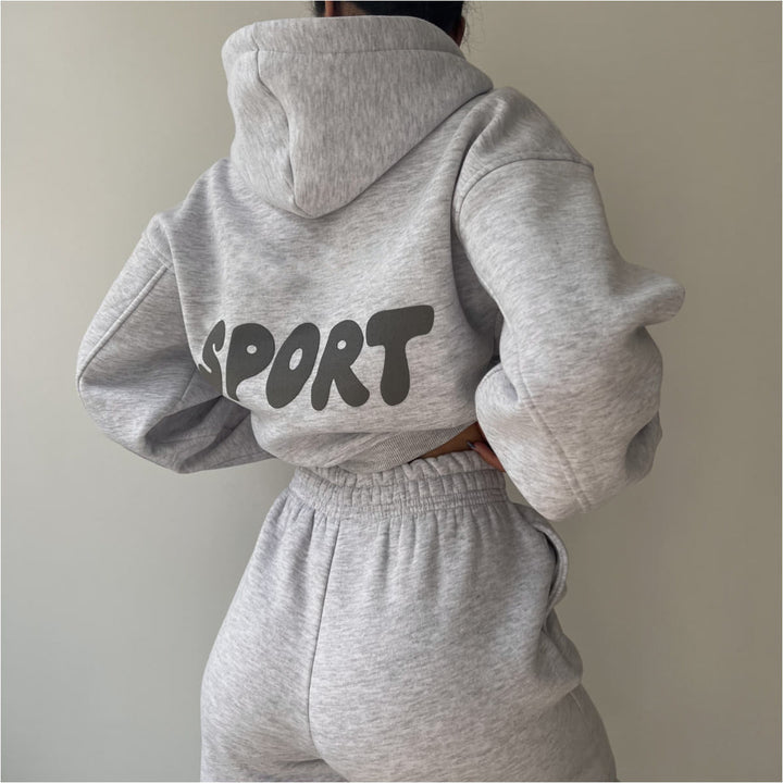 Stilla | Trendy Hættetrøje Print Sports To-delt Sæt