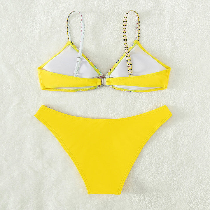 Dame Floral Print Højtaljet Bikini Sæt Stilla