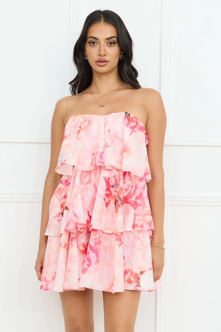 Women's Voluminous Strap Dress with Flowing Layered Design Skovae