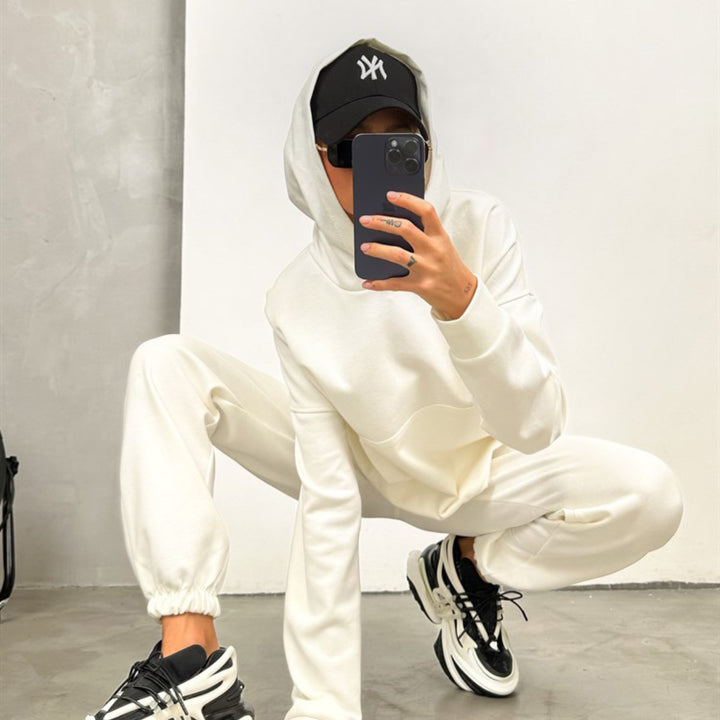 Damer sporty hoodie sæt lavet af blødt bomuldsstof Skovae