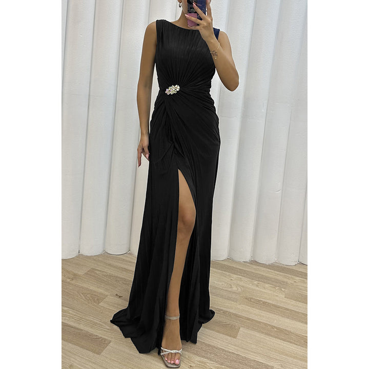 Dame aftenkjole med elegant drapering og off-shoulder udseende Stiila