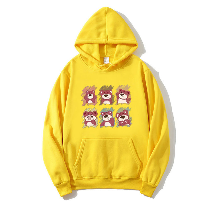 Kvinders hættepullover med dyre tegneserie design Skovae