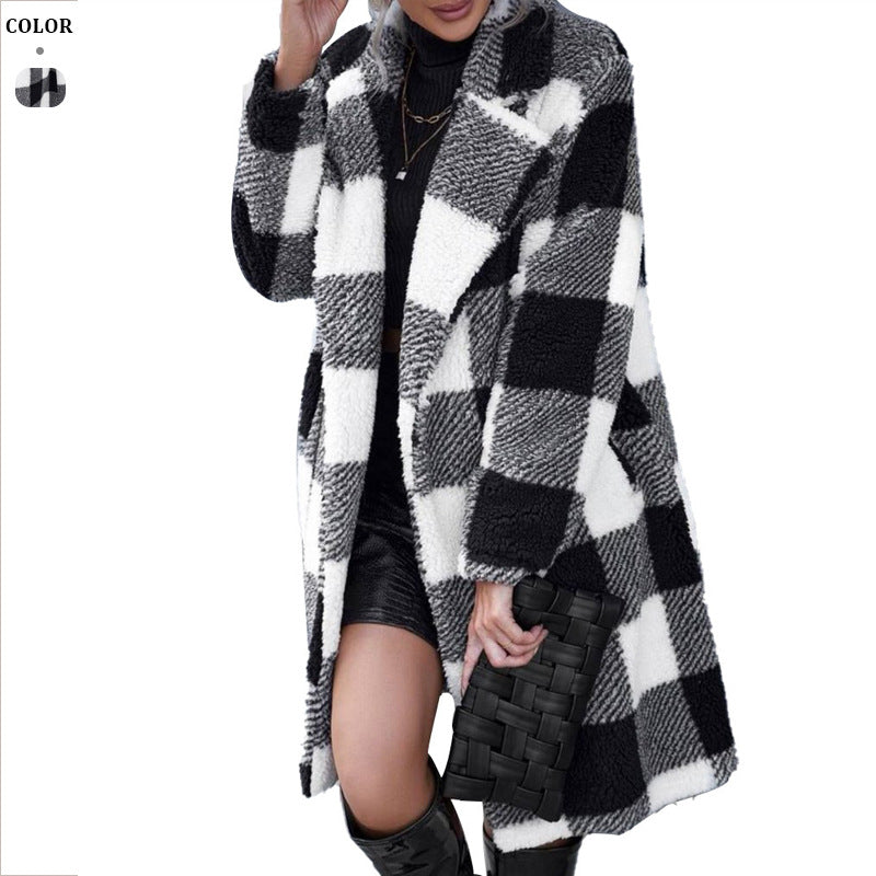 Dame ternet mønster teddy frakke med oversized pasform Stilla