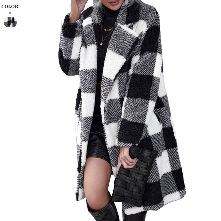 Dame ternet mønster teddy frakke med oversized pasform Stilla