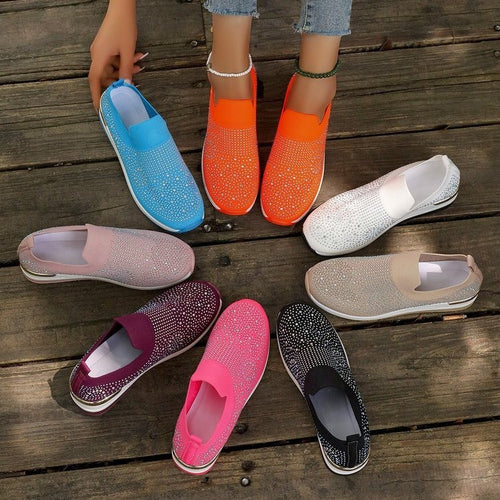 Dame Elegante Slip-On Sneakers med rhinsten-besatte detaljer og skridsikre såler Stilla
