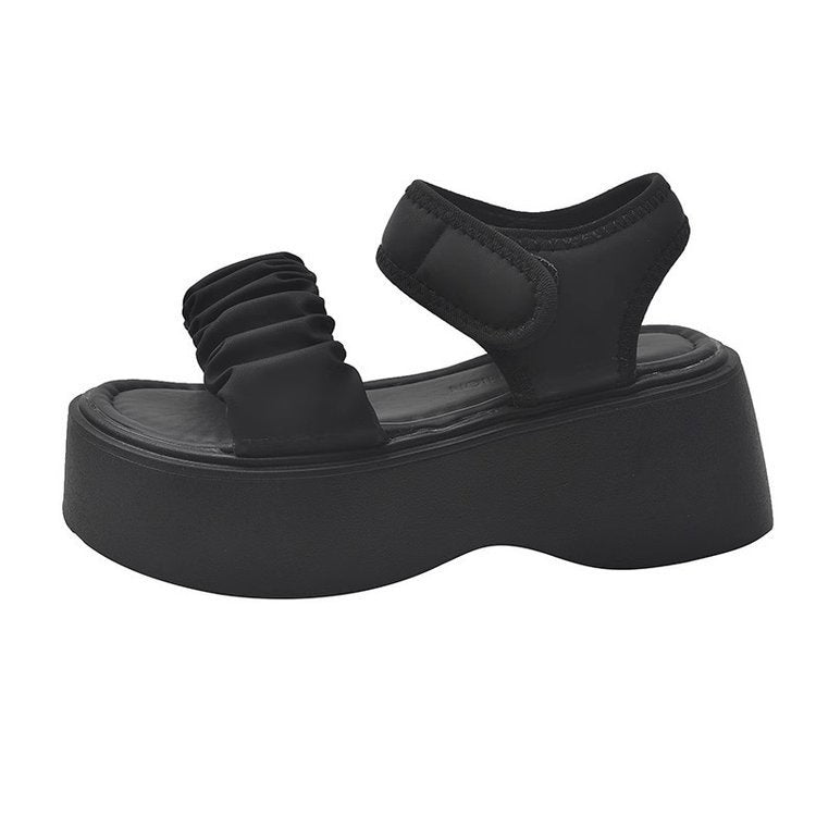 Dame Plateau-sandaler med justerbart remdesign og elastiske flæser Stilla