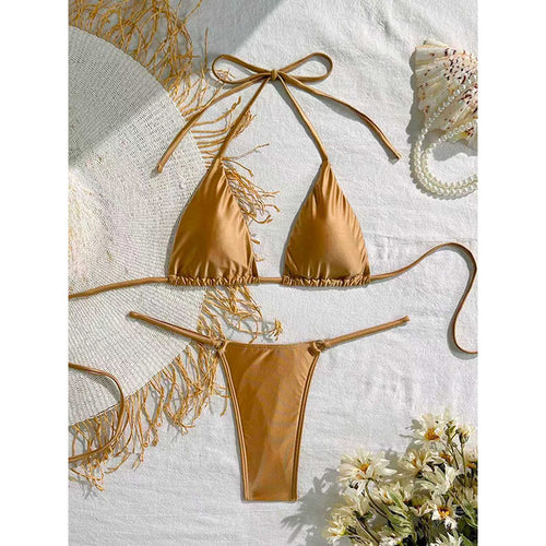 Dame Triangel-Bikini med frynset design Skovae