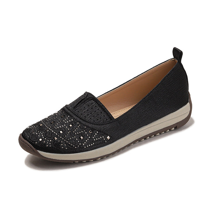 Dame Slip-On Ballerinaer med glitrende accenter og behagelig elastik Stilla