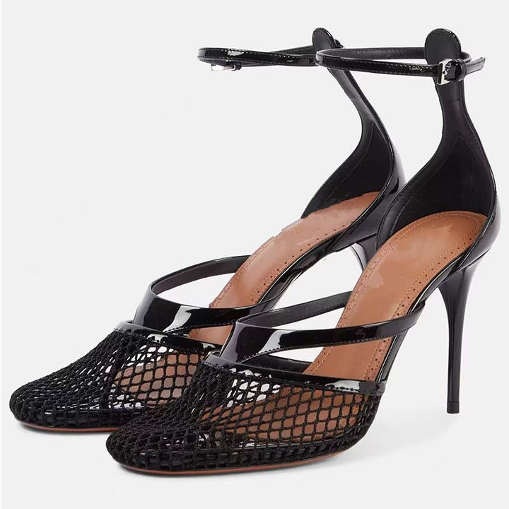 Dame Stropper Åben Tå Stiletto Hæle med Mesh Detaljer  Stilla
