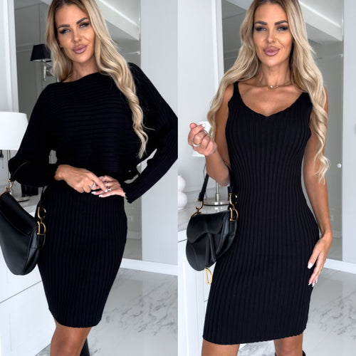 Dame Ribbstrik Bodycon Kjole Stilla