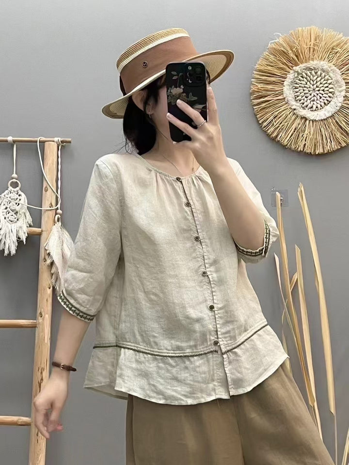 Femme Relaxed Fit Letvægt Button-Up Bluse Stilla