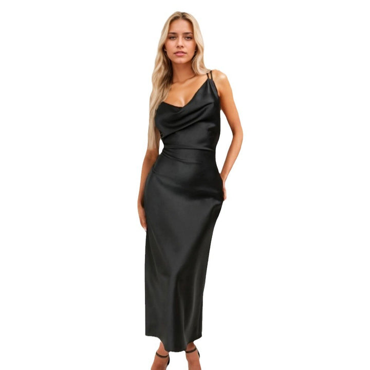 Damer elegant maxi kjole med flydende cowl halsudskæring og smal silhuet Stilla